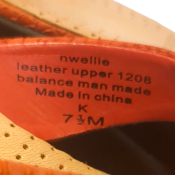 NINE WEST Orange Leather Wedges Slide Sandals Size  7.5. - Picture 14 of 16